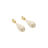 Gold and White Drop Earrings