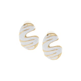 Half Crescent White and Gold Earrings