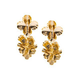 Assymetric Flower Golden Drop Earrings