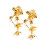 Baroque Flower and Pearl Drop Earrings