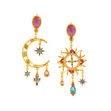 The Sun and Moon Celestial Dangling Earrings