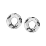 Disco Donut Silver Earrings