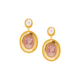 Pink Victoria Gold and Pearl Drop Earrings