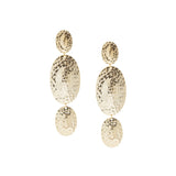 Three Tier Hammered Gold Drop Earrings