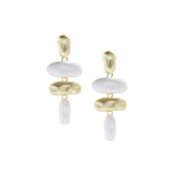 Assymetric Gold and White Drop Earrings