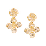 Two Tier Floral Gold Dangling Earrings