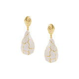 Gold and White Drop Earrings