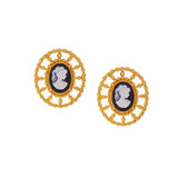 Artemis Gold Oval Stud with White Princess Earrings