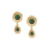 Emerald Green and Gold Drop Dangling Earrings