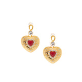 Red Ace of Hearts Gold Earrings