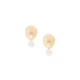 Pearl Drop in the Ocean Gold Earrings