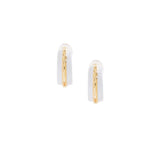 Gold and White Half Moon Hoop Earrings