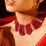 Chandni Girdhar In Scarlet Vintage Hydro Moissanite Polki Set