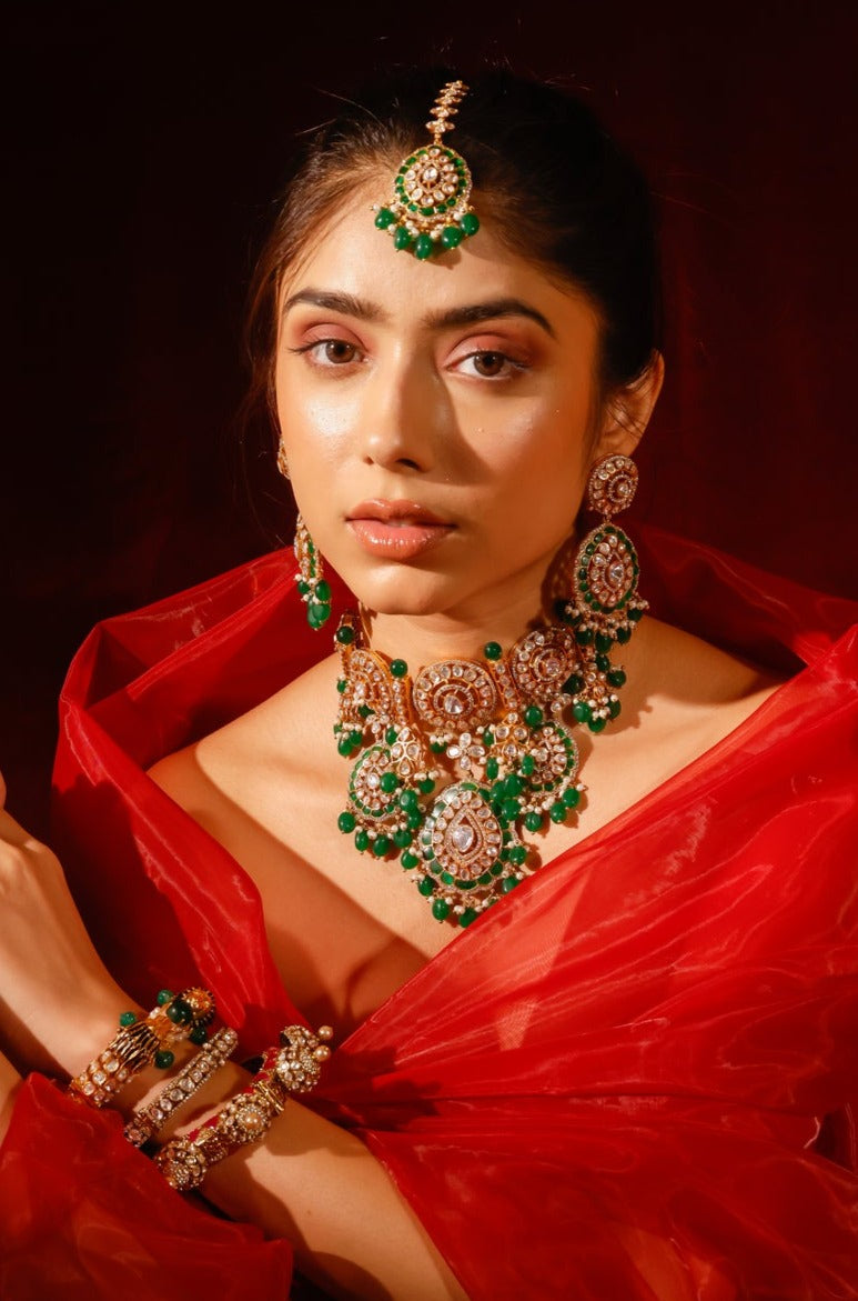 Load image into Gallery viewer, Padmavati Royal Bridal Moissanite Polki Set
