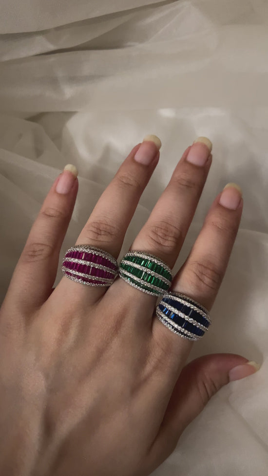 Load and play video in Gallery viewer, MultiLayer Invisible Baguette Ring
