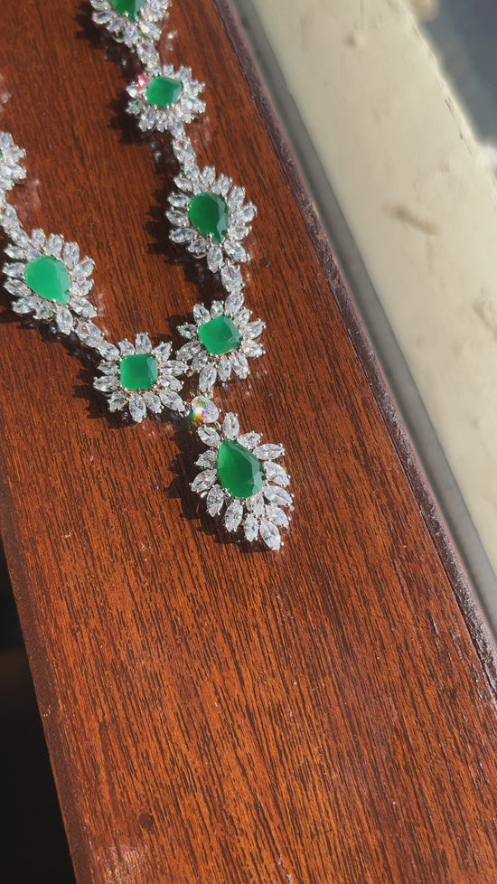 Load and play video in Gallery viewer, Emerald Diamanté Necklace
