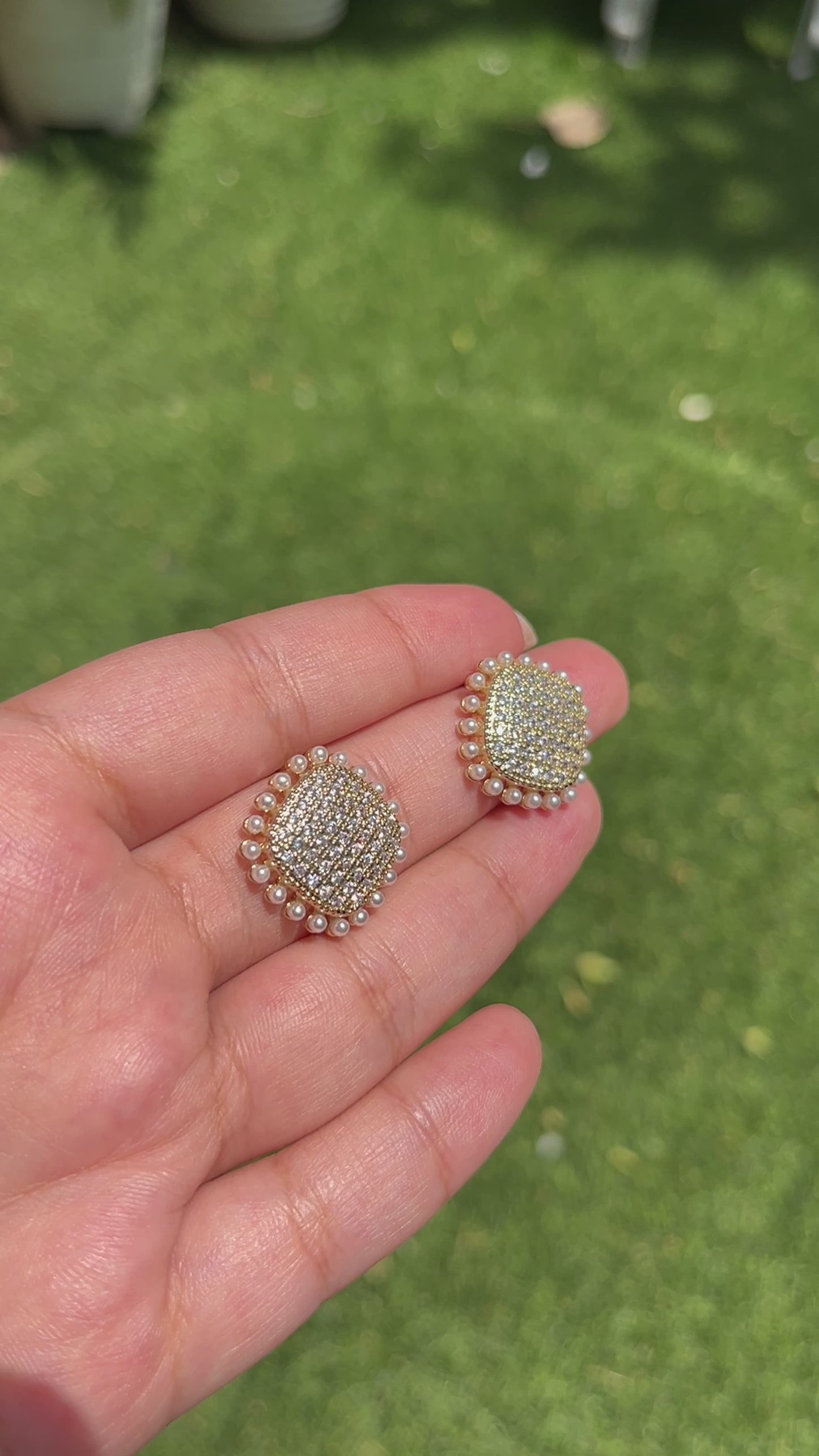Load and play video in Gallery viewer, Palm Pearl Studs
