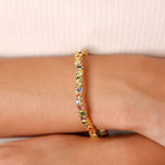 Abstract leaf multi sapphire tennis bracelet - Zevar King