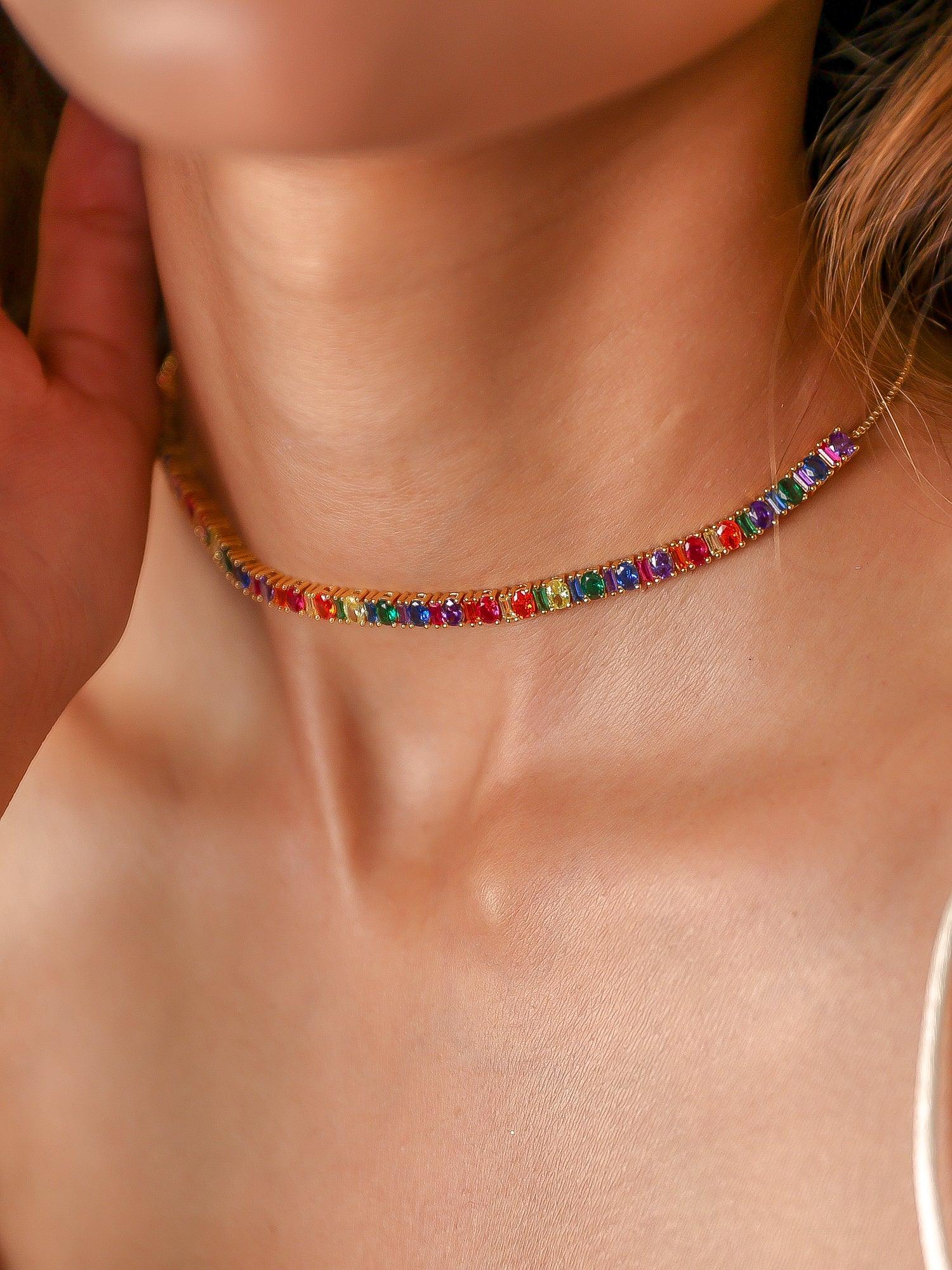 Oval & begets multi sapphire Choker - Zevar King
