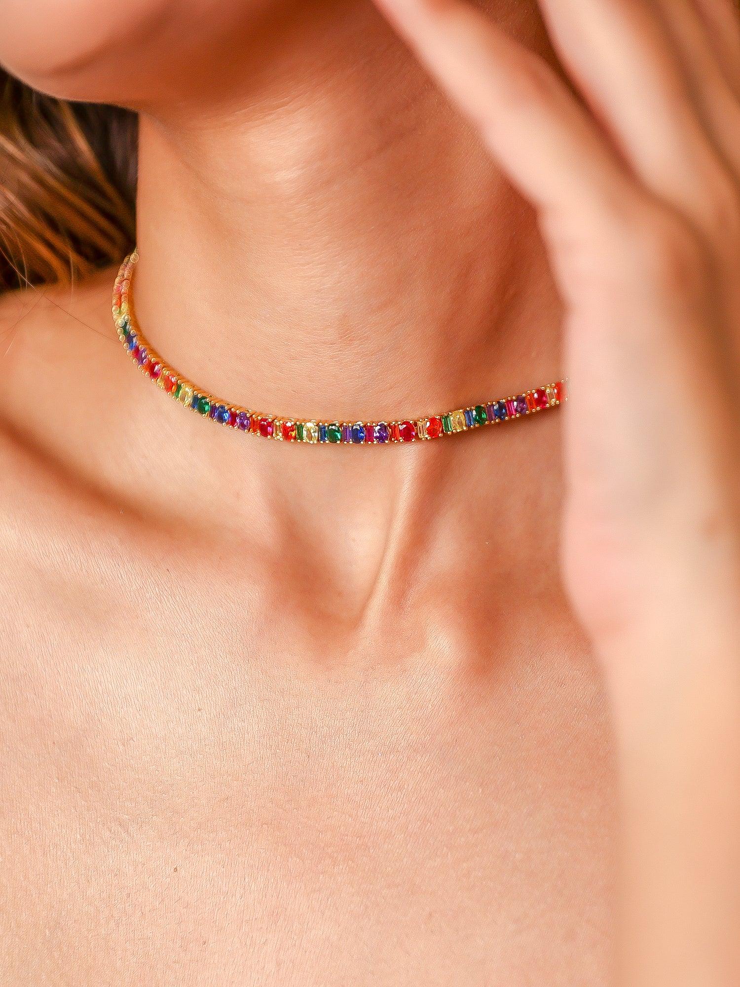 Oval & begets multi sapphire Choker - Zevar King