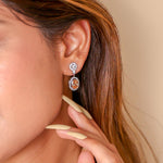 Halo diamanté & semi precious stone earrings - Zevar King