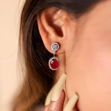 Halo diamanté & semi precious stone earrings - Zevar King