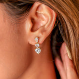 Triple heart diamanté earrings - Zevar King