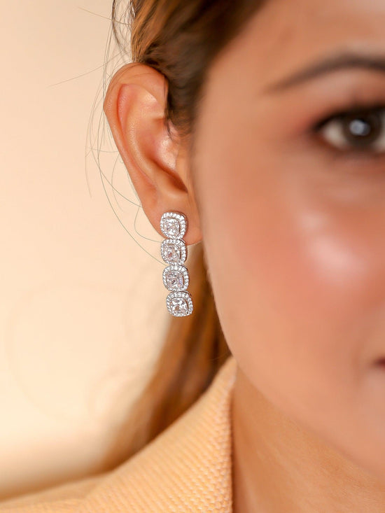 Cushion cut diamanté danglers - Zevar King