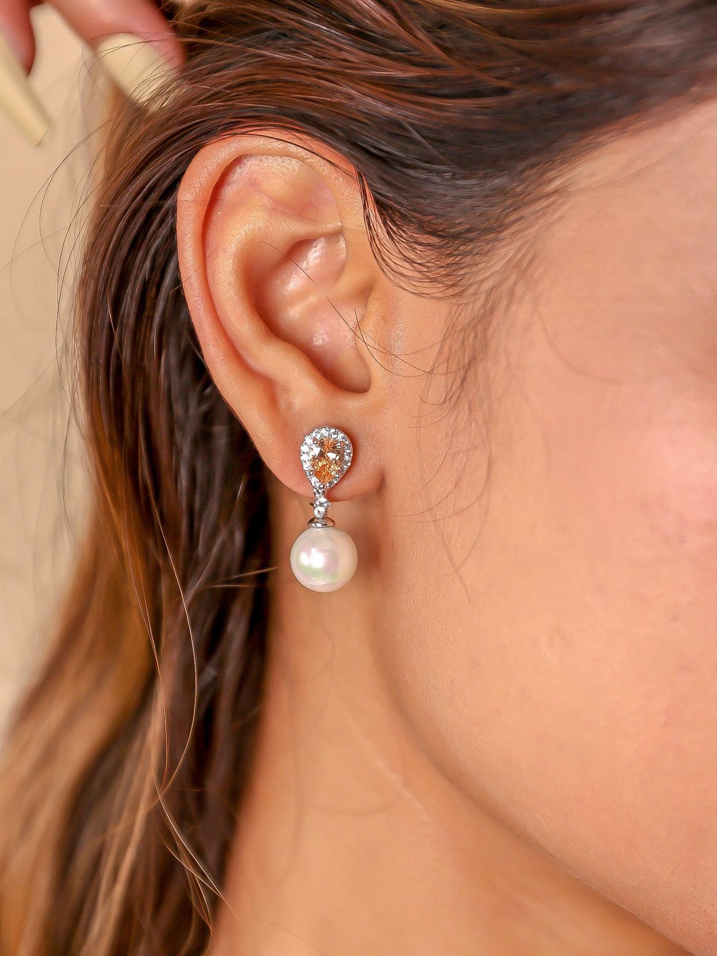 Pear drop semi precious diamanté earrings - Zevar King