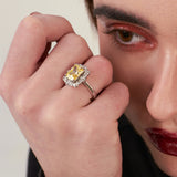 Rhea Emerald Cut Beget Diamanté Ring