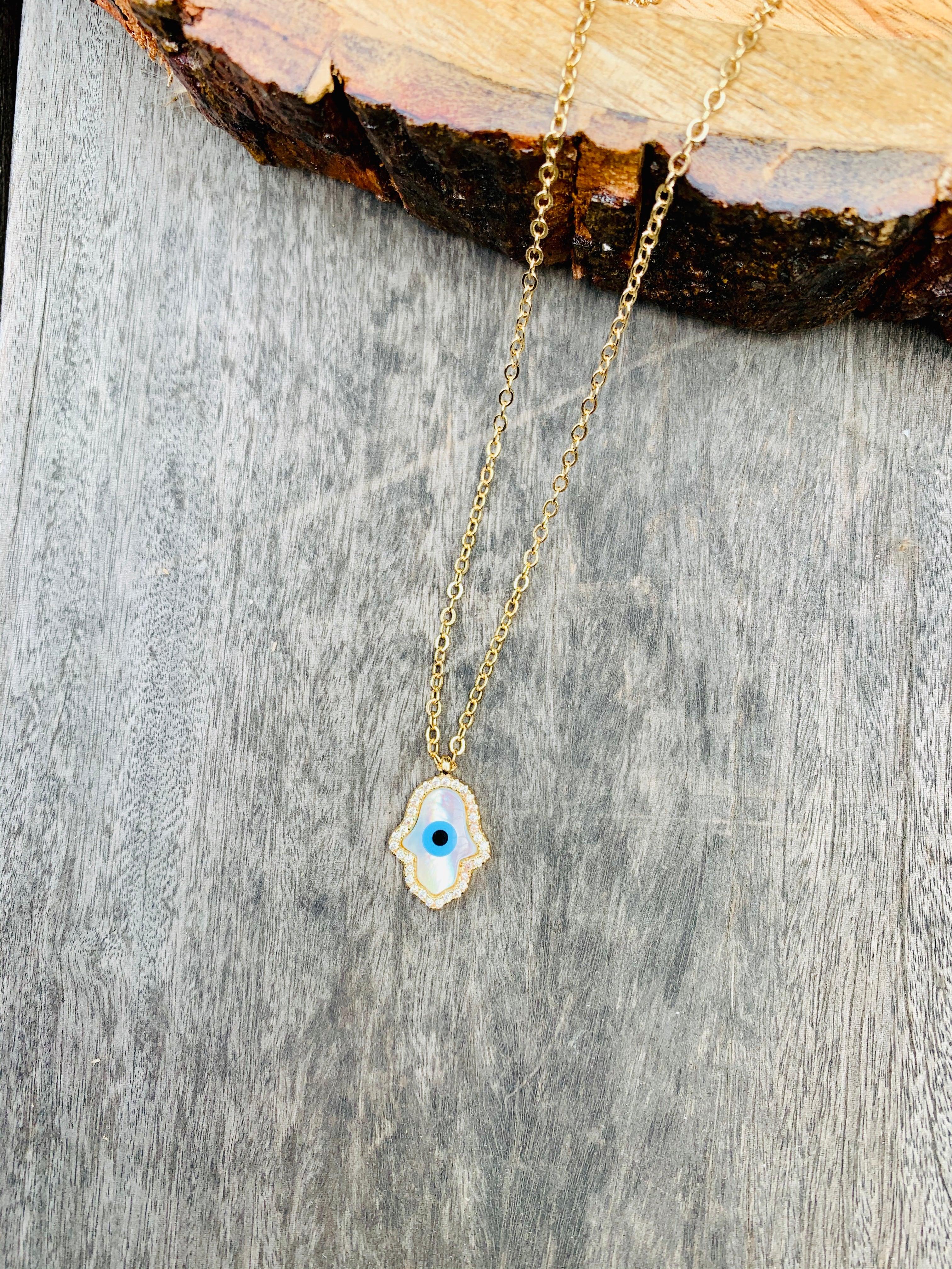 Hamsa Hand Evil Eye Necklace - Zevar King