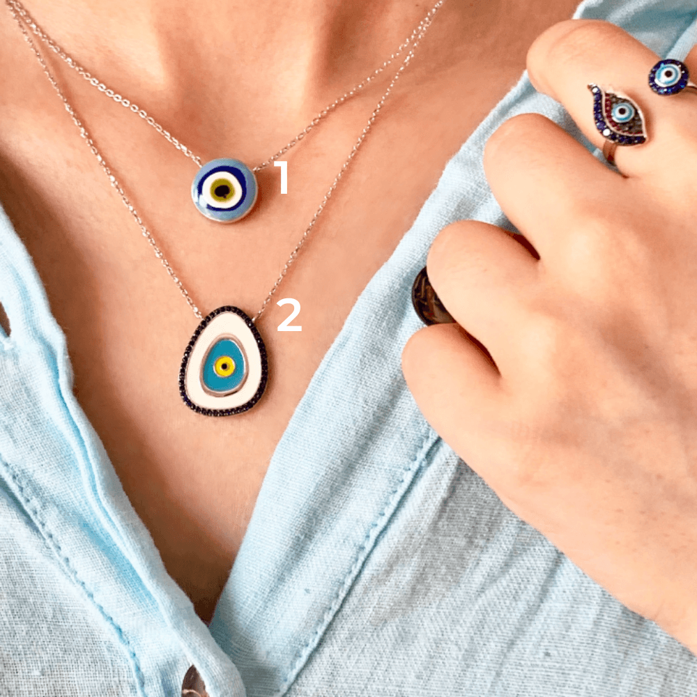 92.5 Silver Evil Eye Necklaces - Zevar King