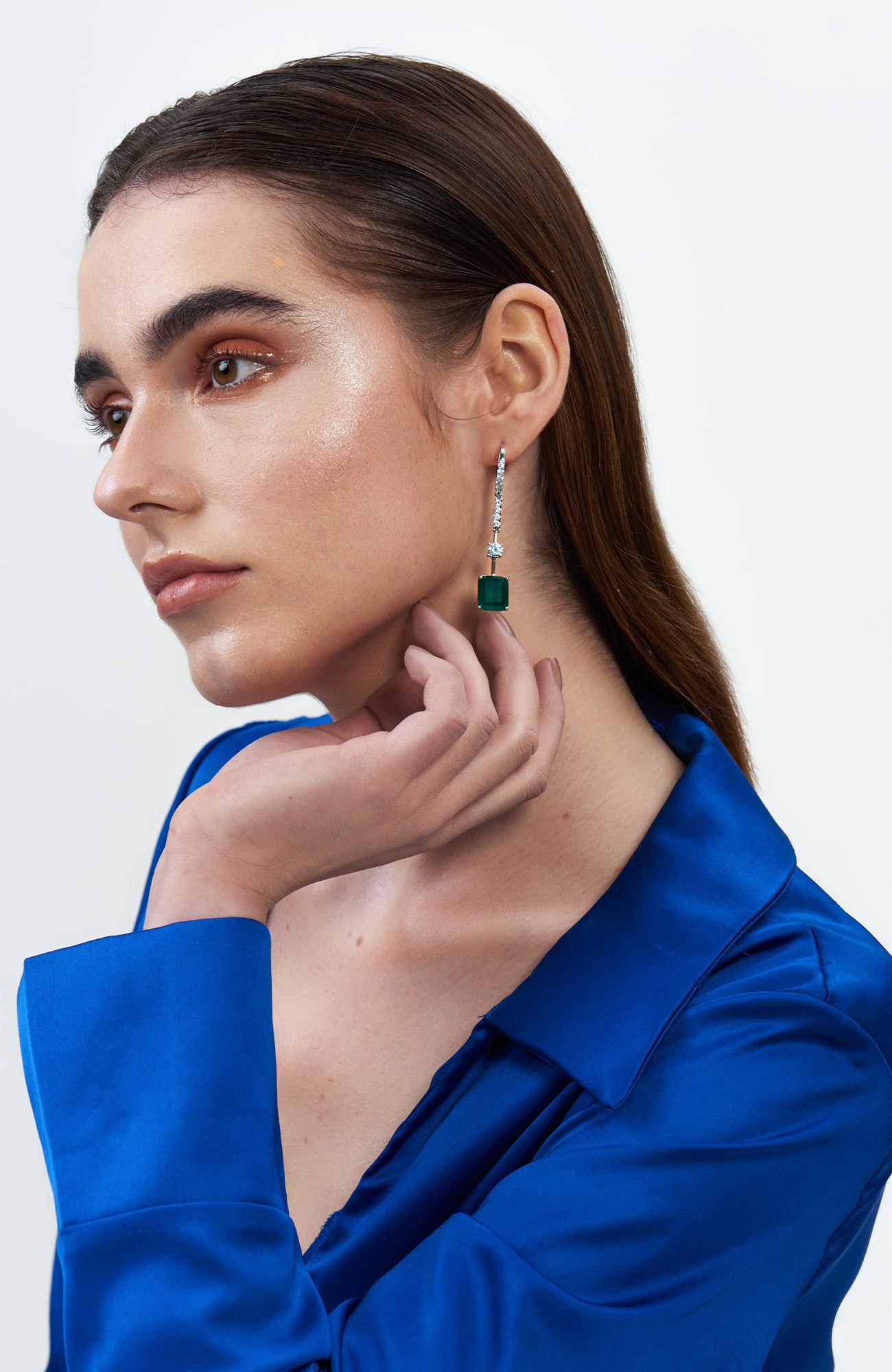 Margaret Emerald Cut Long Diamanté Earrings