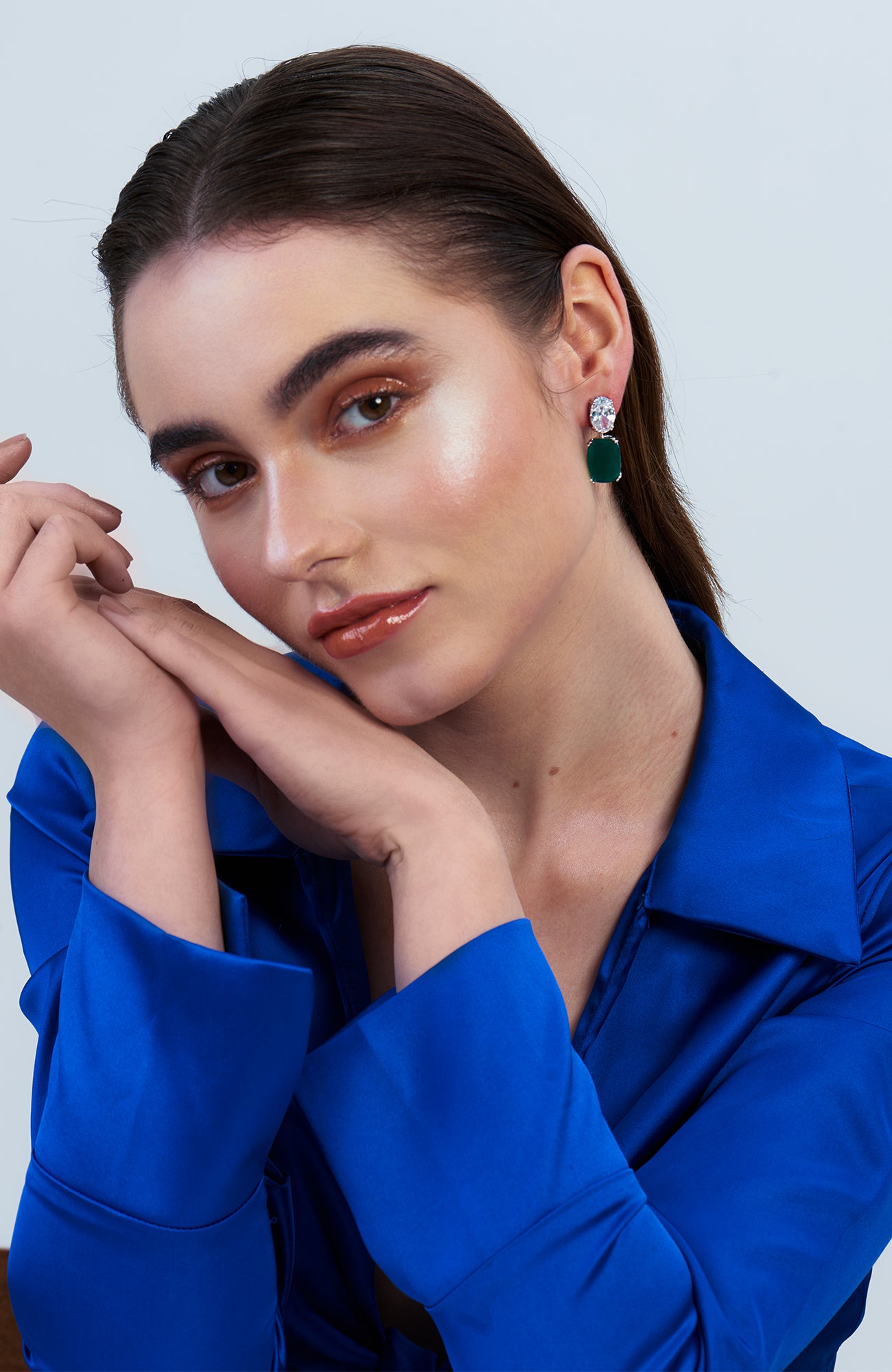 Selene Dangling Emerald Cut Diamanté Earrings