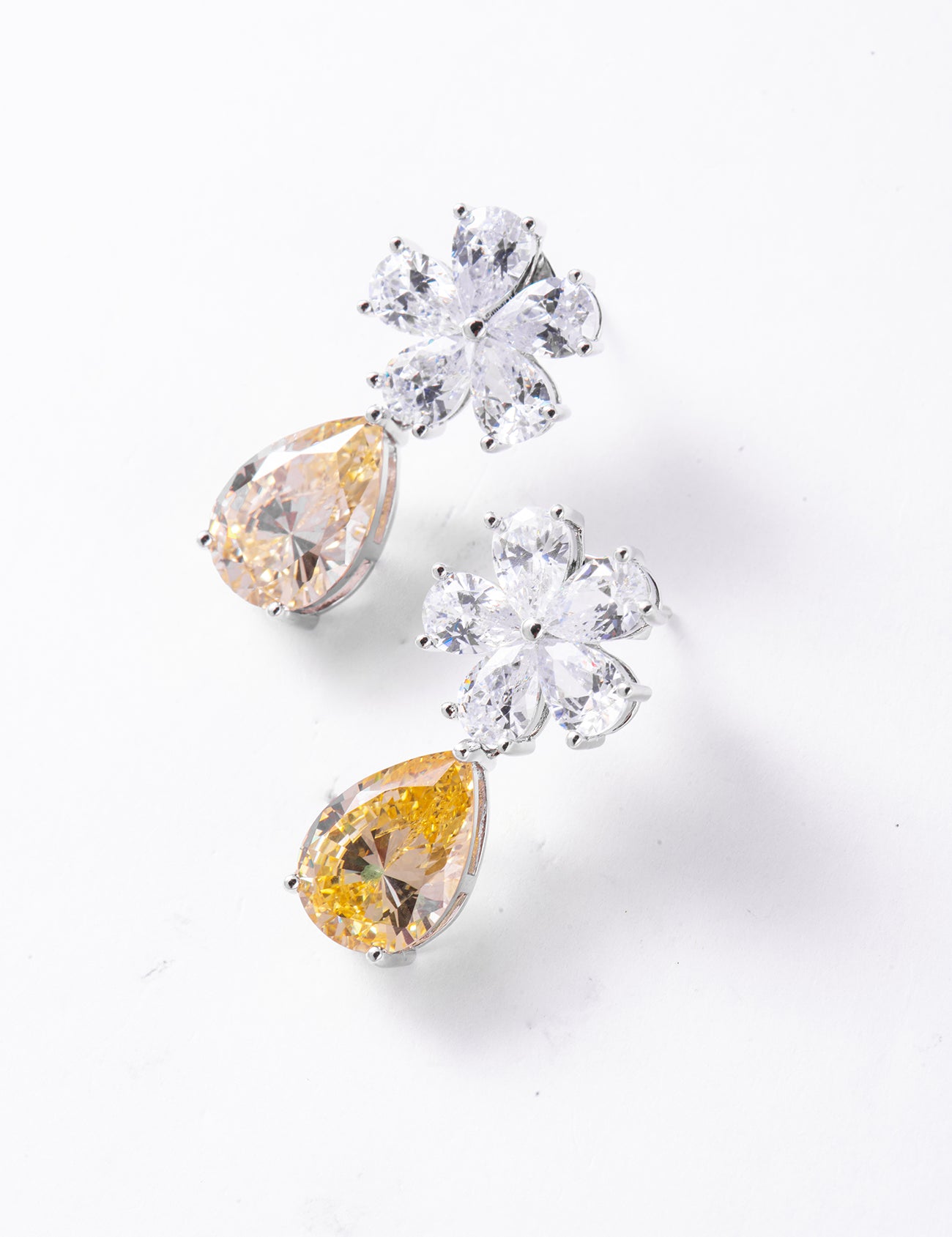 Peta Flower Drop Diamanté Earrings