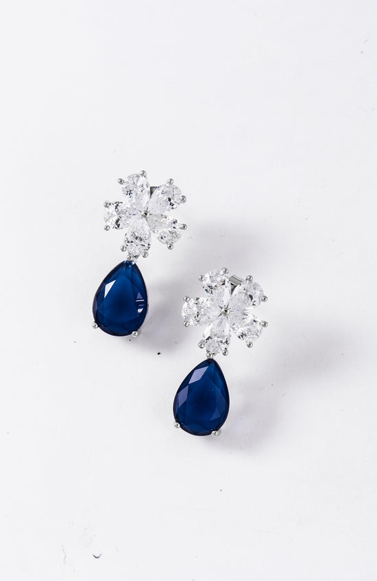 Peta Flower Drop Diamanté Earrings
