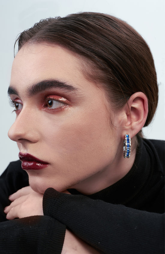 Load image into Gallery viewer, Zoe Beget Diamanté Hoop Earrings
