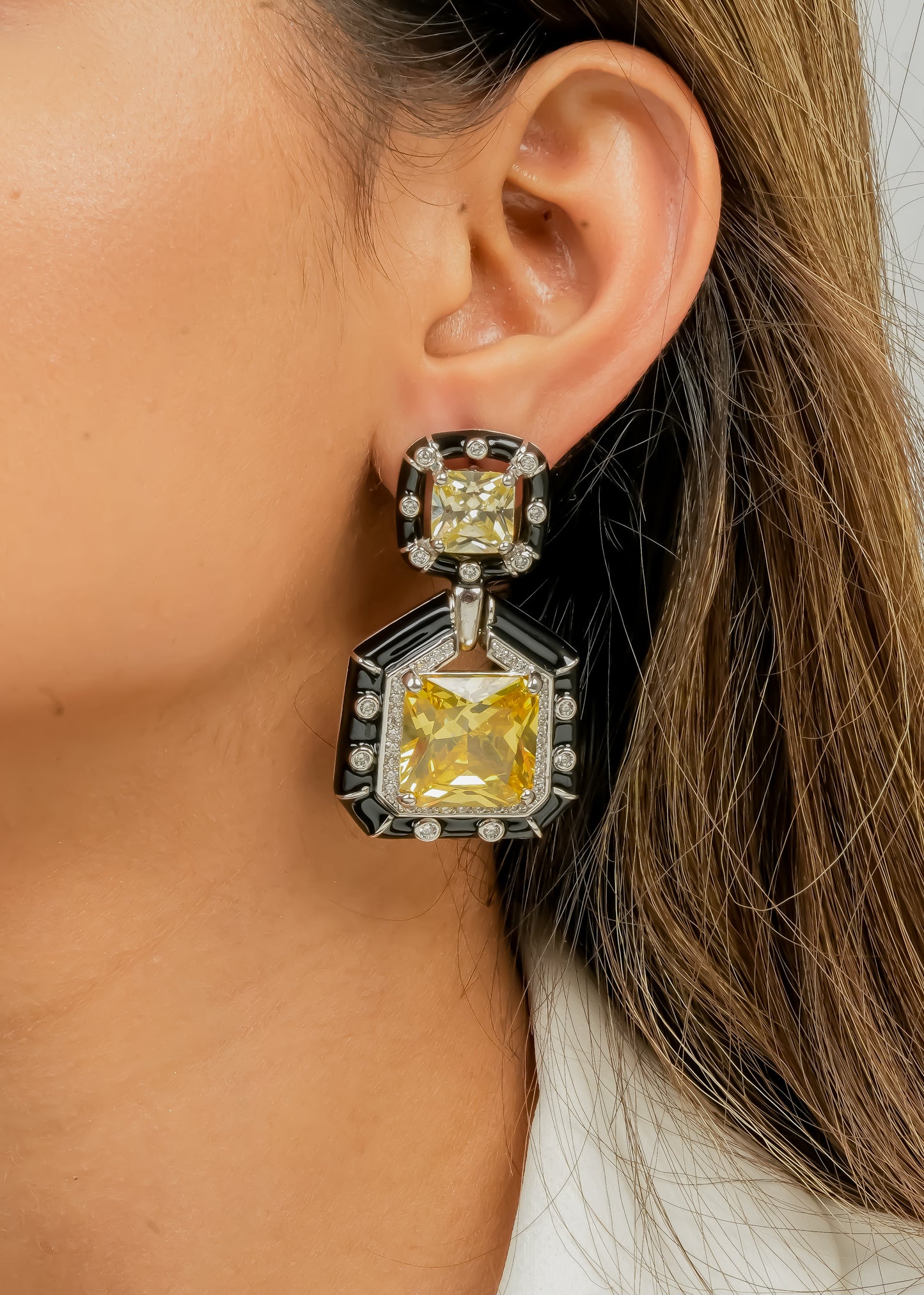 Load image into Gallery viewer, Rock It Girl Earrings (Black Enamel)
