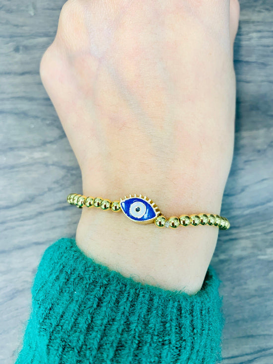 Gold Ball Evil Eye Bracelet - Zevar King