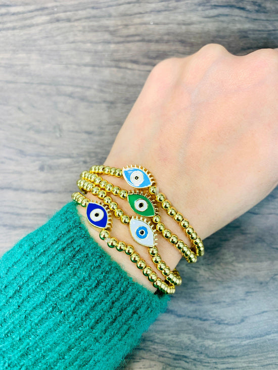 Gold Ball Evil Eye Bracelet - Zevar King