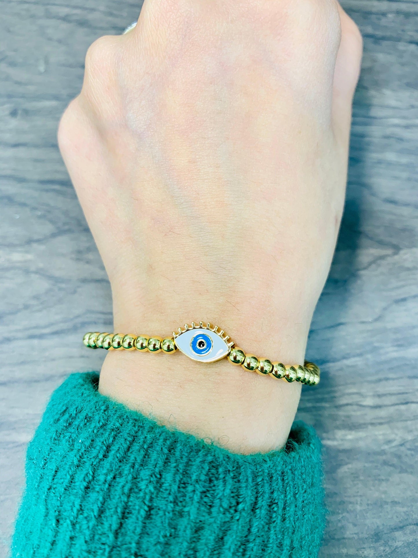 Gold Ball Evil Eye Bracelet - Zevar King