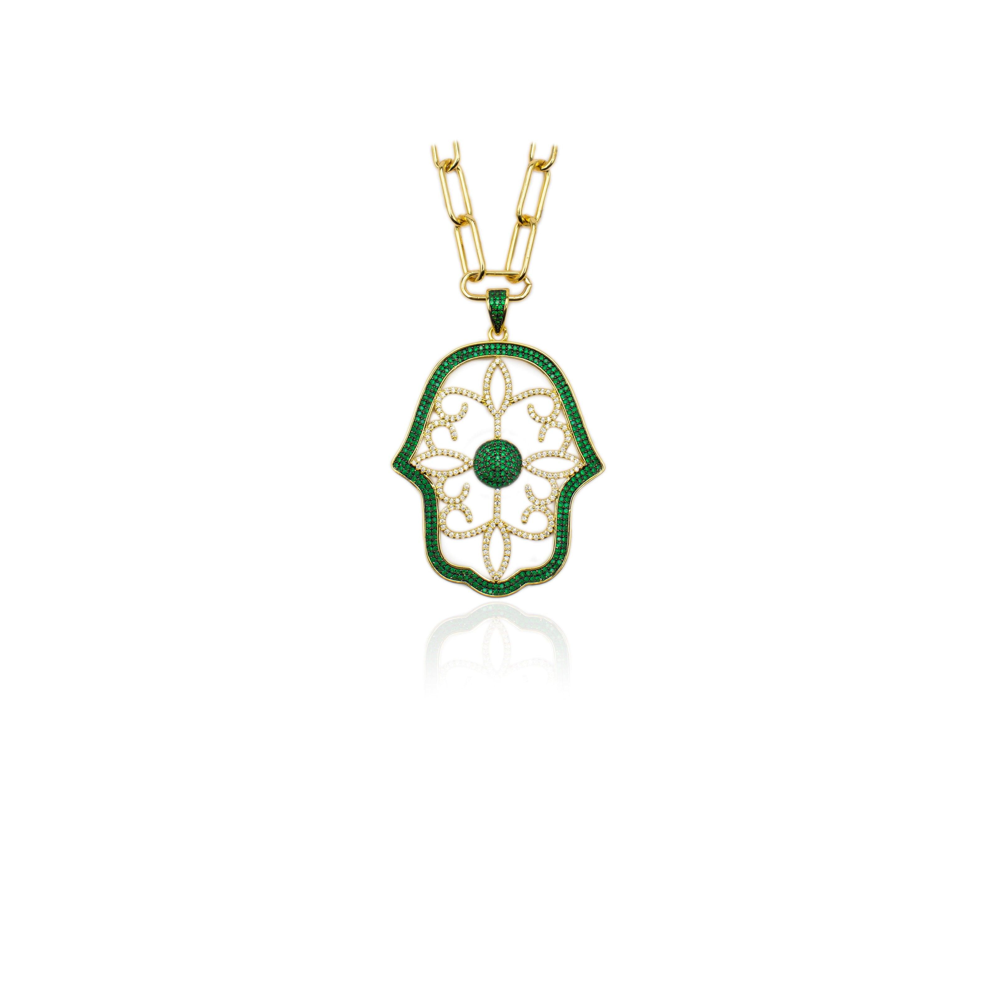 Big Hamsa Hand Necklace - Zevar King