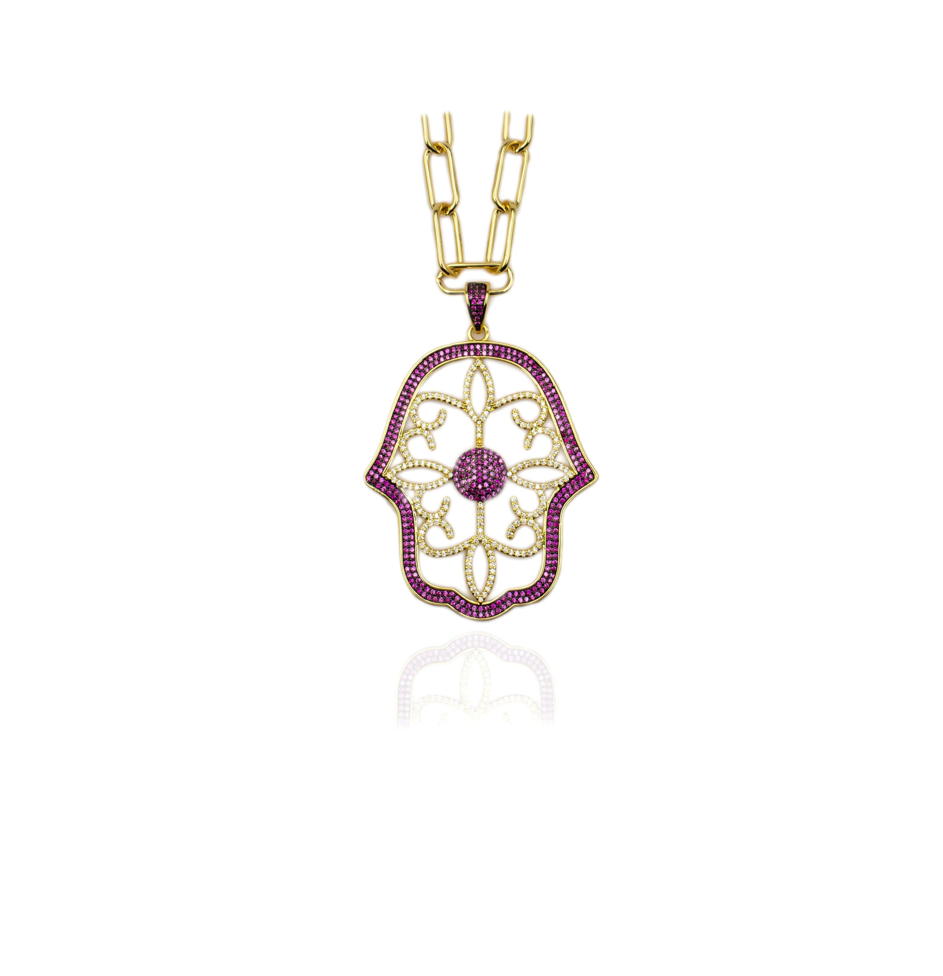 Big Hamsa Hand Necklace - Zevar King