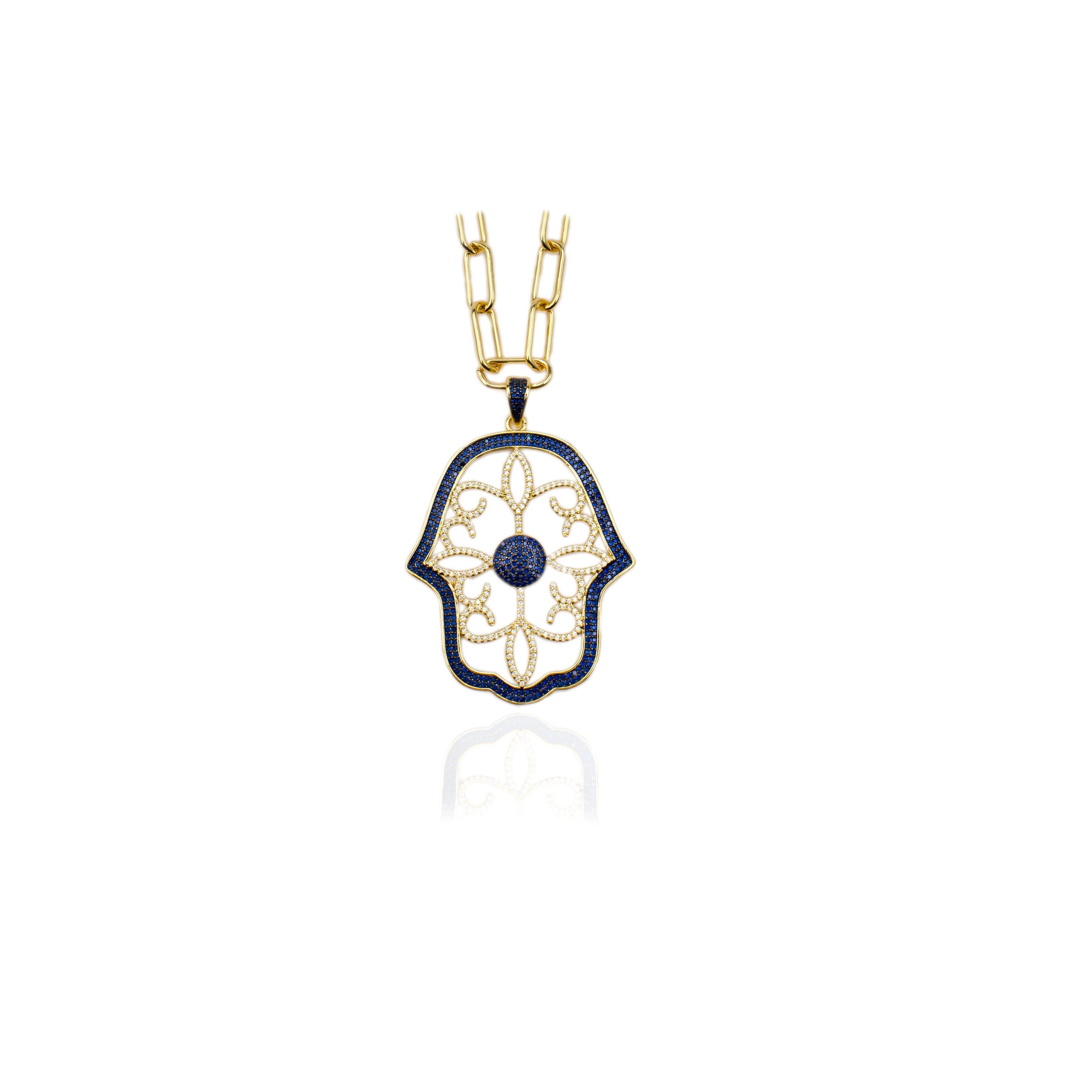 Big Hamsa Hand Necklace - Zevar King