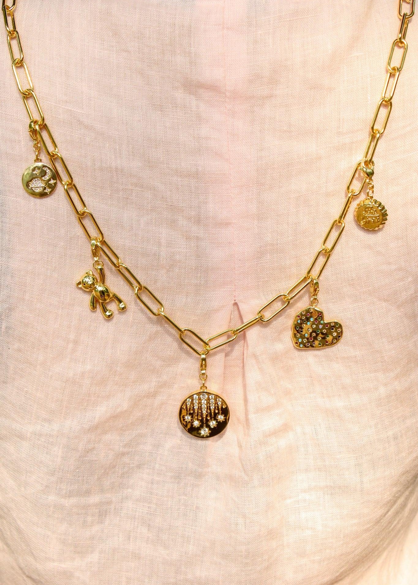 All Gold Charmed Necklace - Zevar King