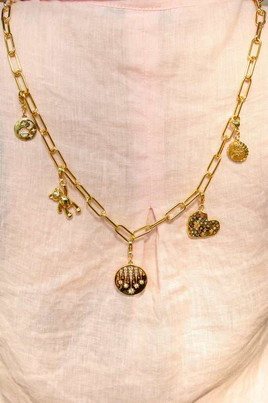Load image into Gallery viewer, All Gold Charmed Necklace - Zevar King
