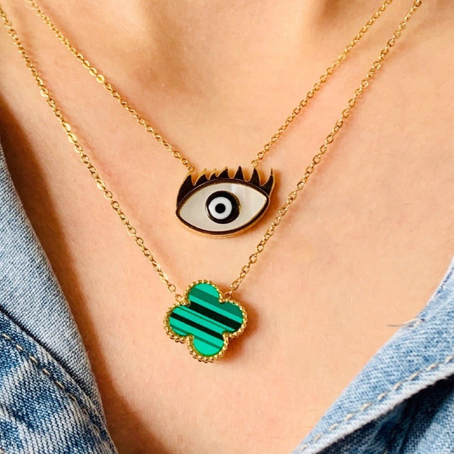 Stacked Evil Eye Necklace - Zevar King