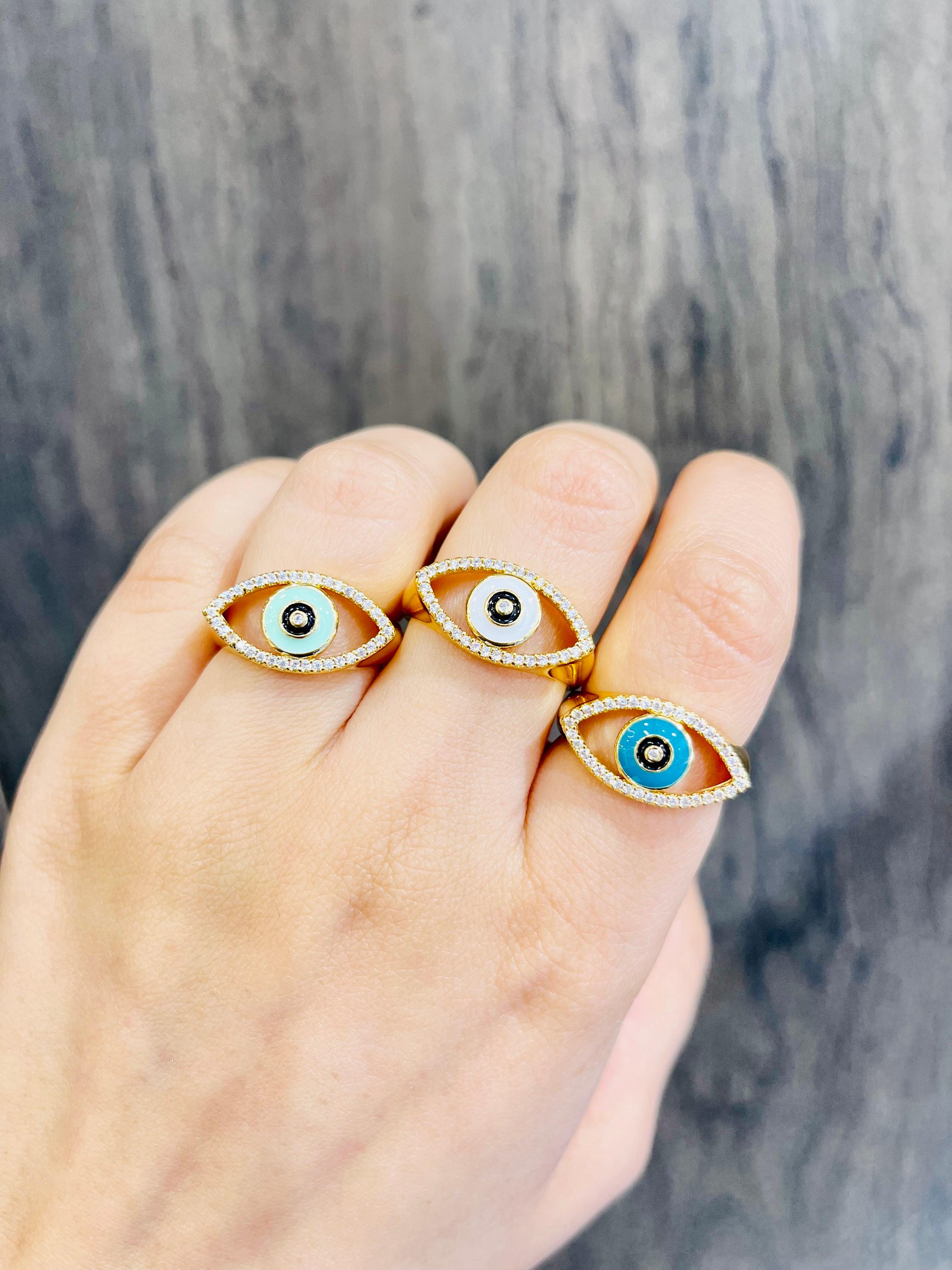 Evil Eye Adjustable Ring - Zevar King