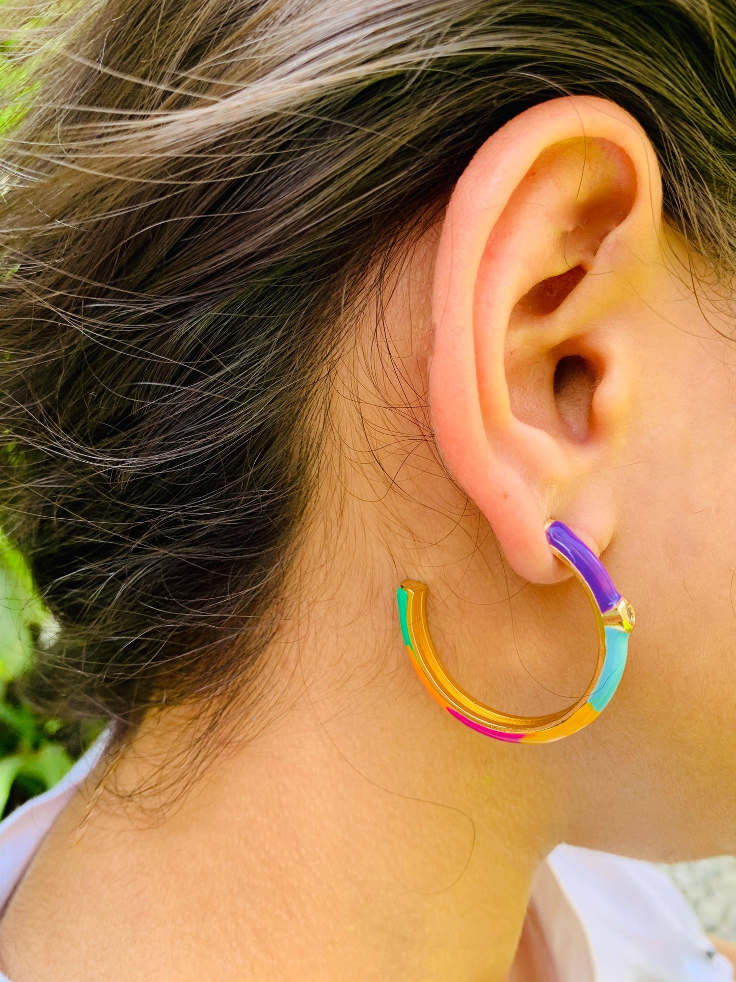 Colour Burst Enamel Hoops - Zevar King