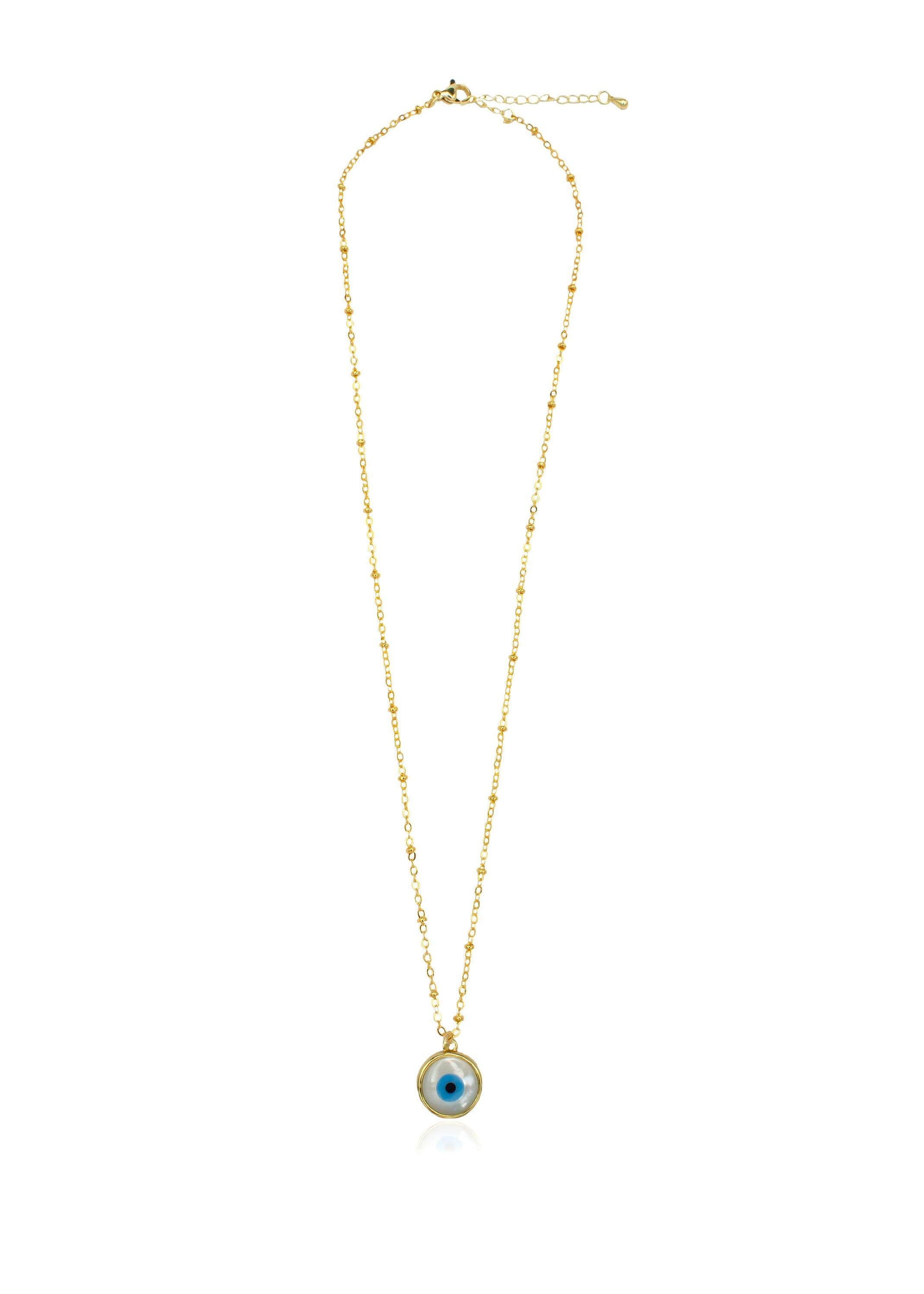 Mini Round Evil Eye Necklace - Zevar King